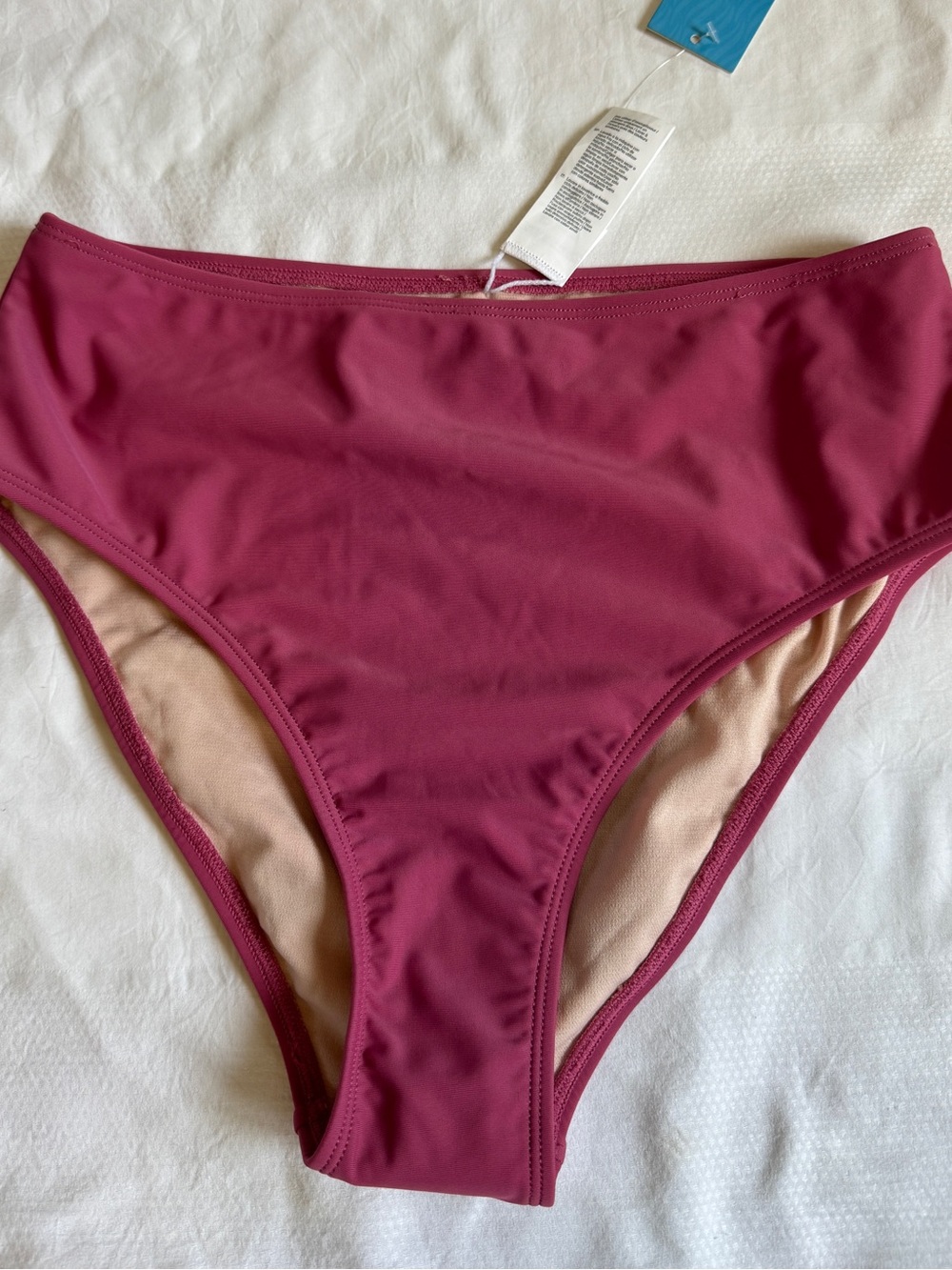 Cupshe High-Rise Bikini Bottoms – Berry / Dark Pink (Size S) NWT